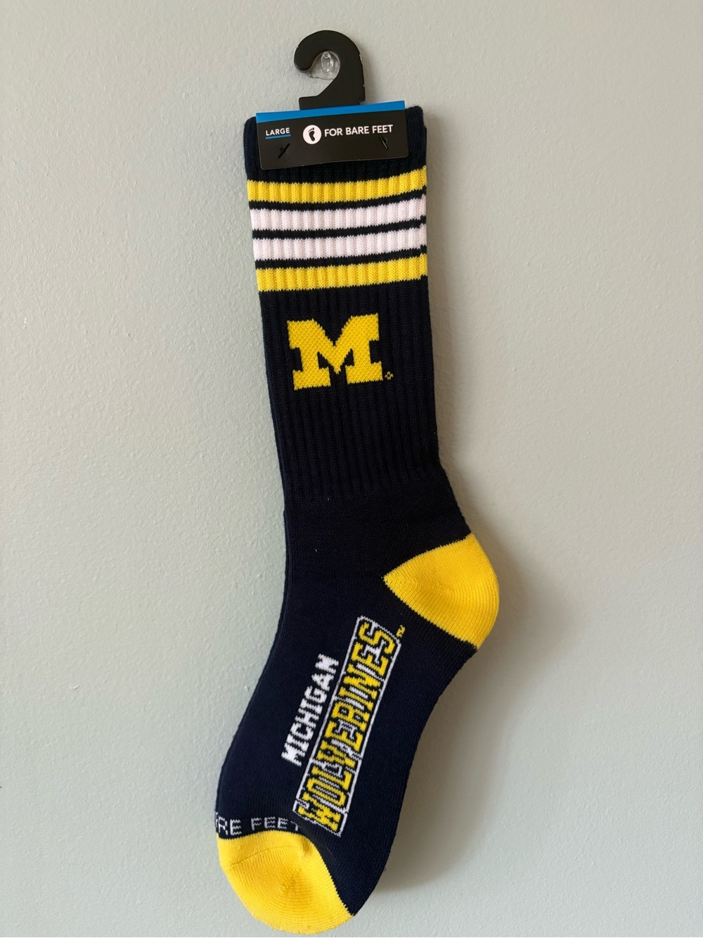 Men's Athletic Crew Socks in Navy and Yellow - Michigan Wolverines